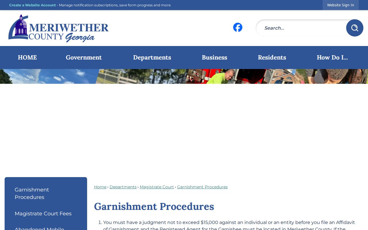 Meriwether garnishment filing instructions
