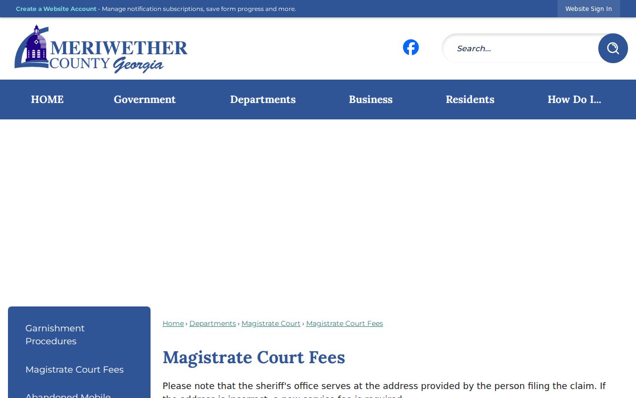 Meriwether Magistrate fee schedule