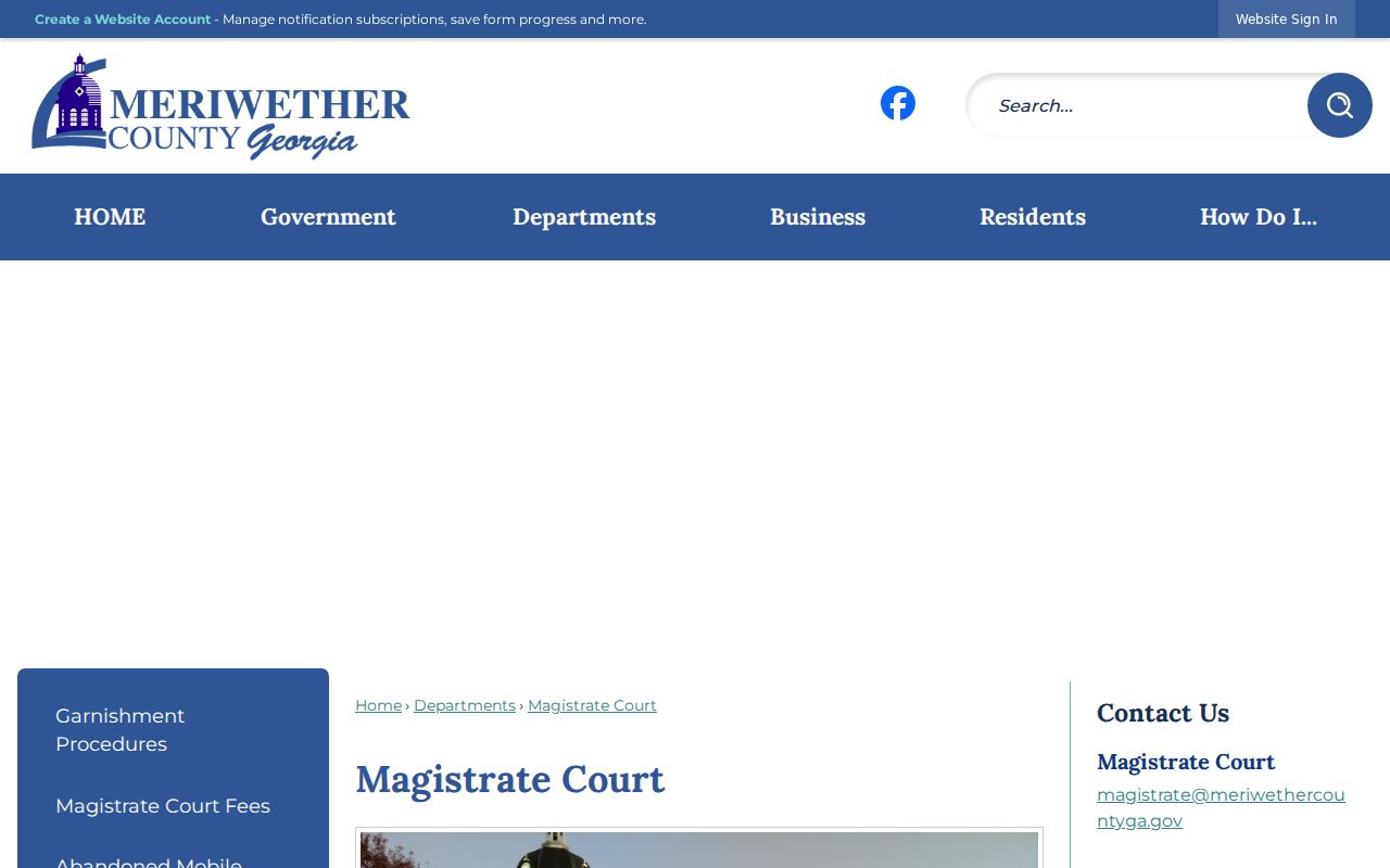 Meriwether County Magistrate Court office page