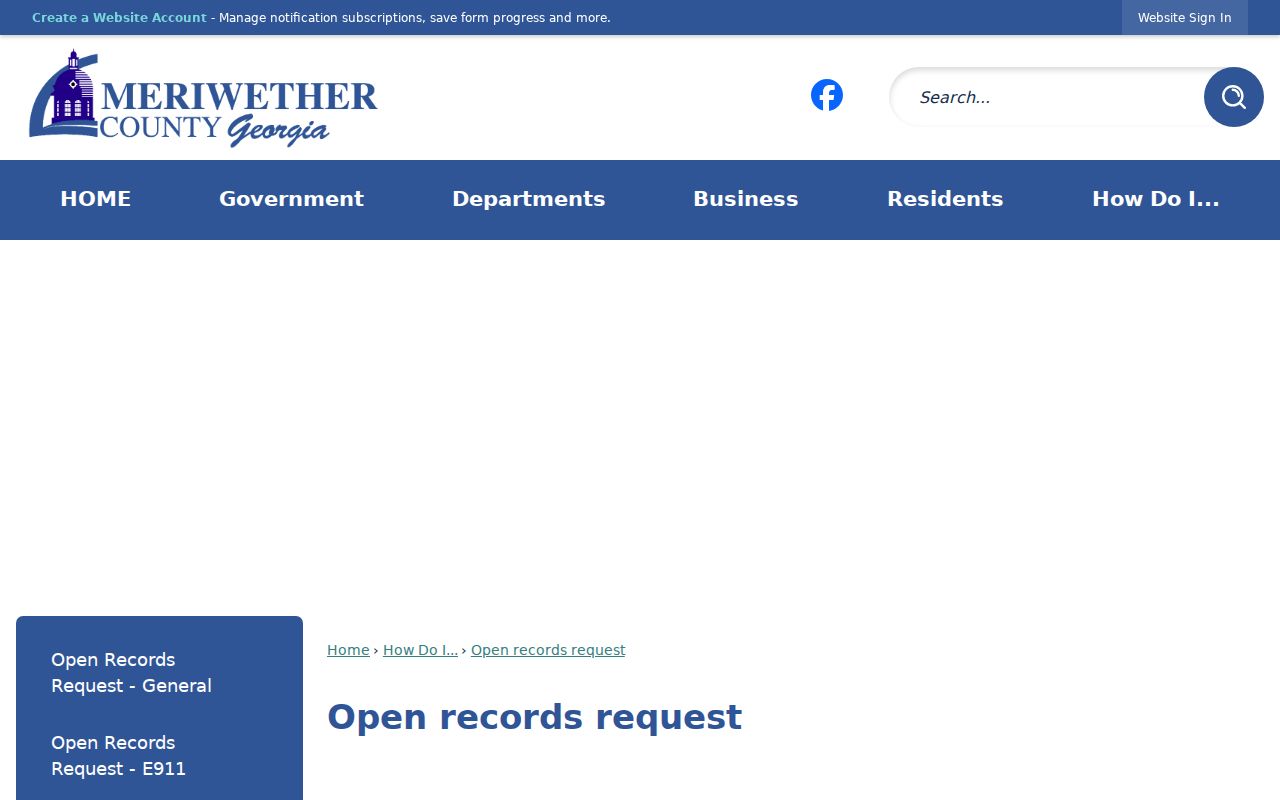 Meriwether open records request page