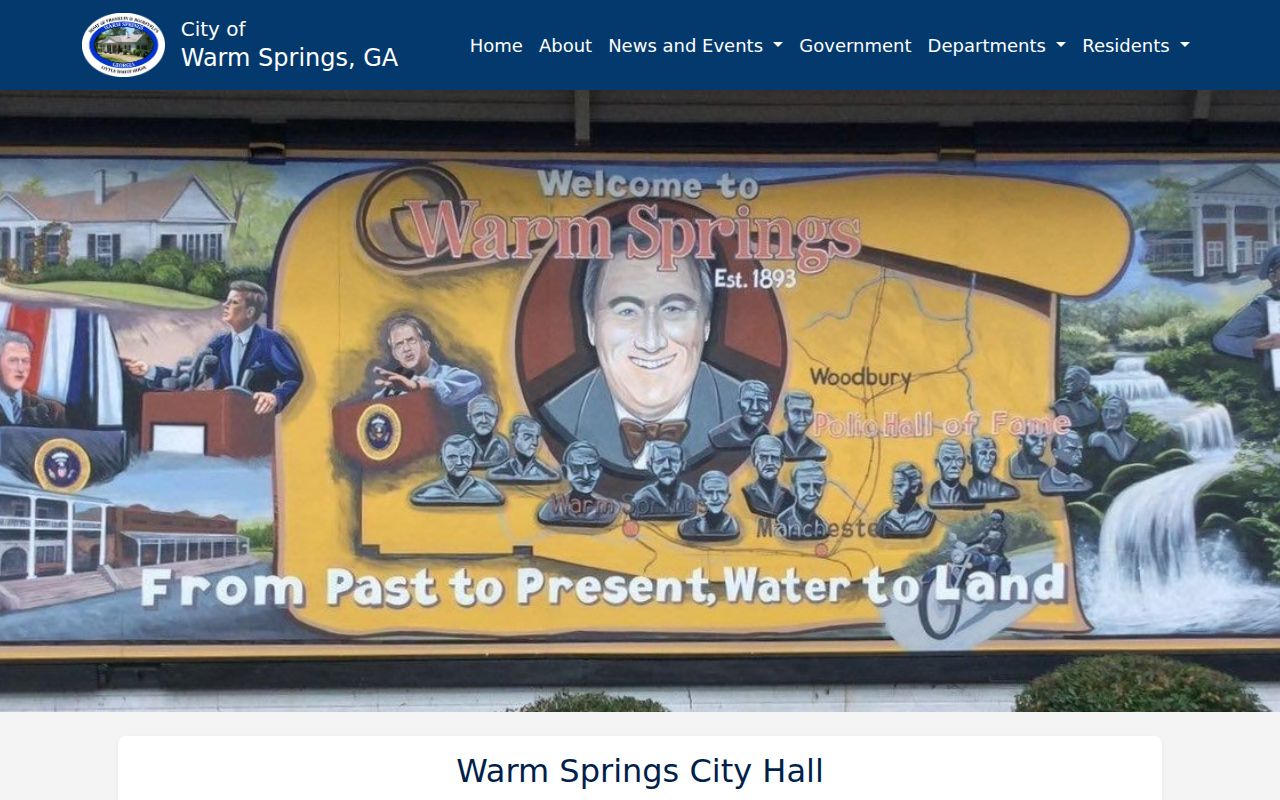 Official Warm Springs city page with City Hall and municipal court access information