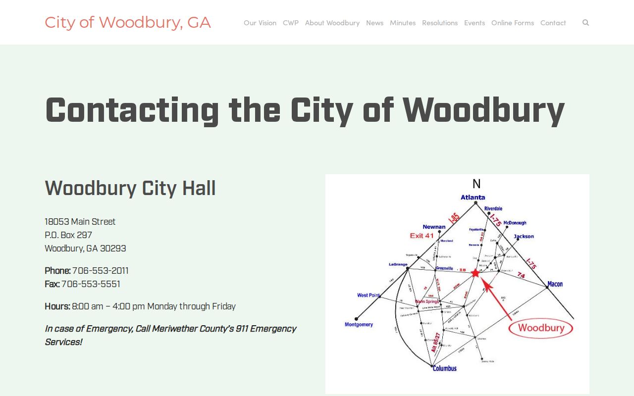 Woodbury City Hall and police contact information for citations and court questions